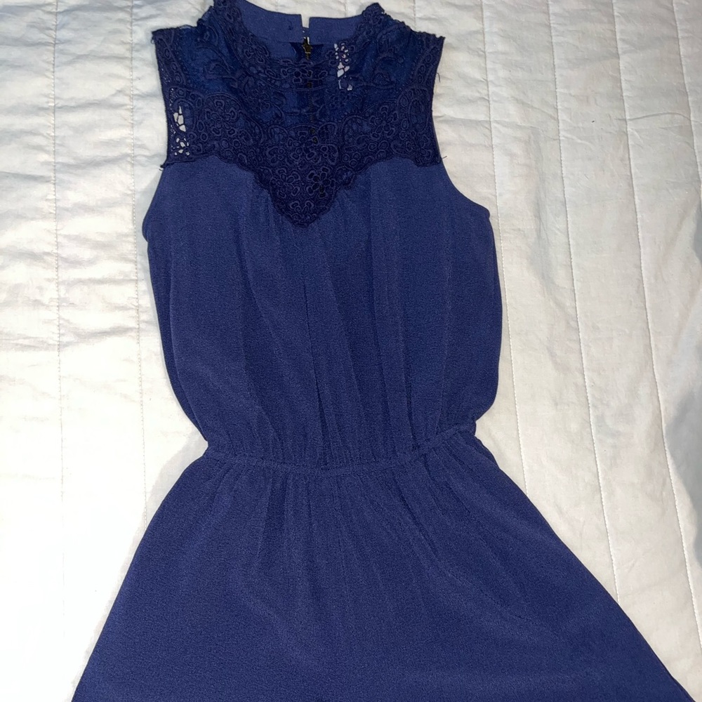 High Neck Navy Romper